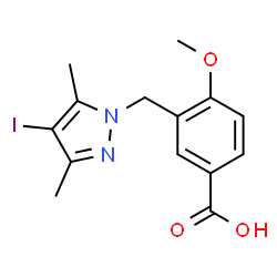 ChemSpider 2D Image | 3-[(4-iodo-3,5-dimethylpyrazol-1-yl)methyl]-4-methoxybenzoic acid | C14H15IN2O3