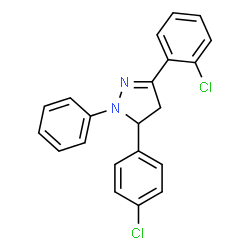 ChemSpider 2D Image | 3-(2-Chlorophenyl)-5-(4-chlorophenyl)-1-phenyl-4,5-dihydro-1H-pyrazole | C21H16Cl2N2