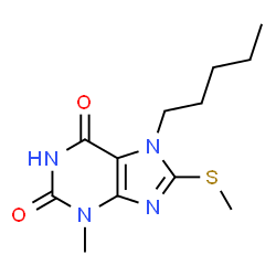 ChemSpider 2D Image | 3-Methyl-8-(methylsulfanyl)-7-pentyl-3,7-dihydro-1H-purine-2,6-dione | C12H18N4O2S