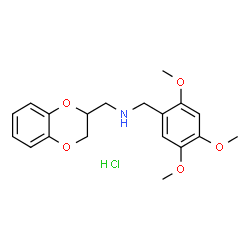 ChemSpider 2D Image | 1-(2,3-Dihydro-1,4-benzodioxin-2-yl)-N-(2,4,5-trimethoxybenzyl)methanamine hydrochloride (1:1) | C19H24ClNO5