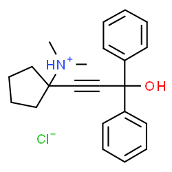 ChemSpider 2D Image | 1-(3-Hydroxy-3,3-diphenyl-1-propyn-1-yl)-N,N-dimethylcyclopentanaminium chloride | C22H26ClNO