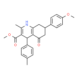 ChemSpider 2D Image | Methyl 7-(4-methoxyphenyl)-2-methyl-4-(4-methylphenyl)-5-oxo-1,4,5,6,7,8-hexahydro-3-quinolinecarboxylate | C26H27NO4