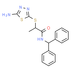 ChemSpider 2D Image | 2-[(5-amino-1,3,4-thiadiazol-2-yl)thio]-N-(diphenylmethyl)propanamide | C18H18N4OS2