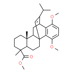 ChemSpider 2D Image | Methyl (9R)-20-isopropyl-14,17-dimethoxy-5,9-dimethylpentacyclo[10.6.2.0~1,10~.0~4,9~.0~13,18~]icosa-13,15,17,19-tetraene-5-carboxylate | C29H40O4