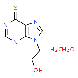 ChemSpider 2D Image | 9-(2-Hydroxyethyl)-1,9-dihydro-6H-purine-6-thione dihydrate | C7H12N4O3S