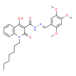 ChemSpider 2D Image | 1-Heptyl-4-hydroxy-2-oxo-N'-[(E)-(2,4,5-trimethoxyphenyl)methylene]-1,2-dihydro-3-quinolinecarbohydrazide | C27H33N3O6