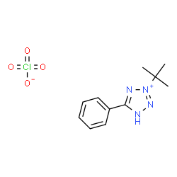 ChemSpider 2D Image | 2-(2-Methyl-2-propanyl)-5-phenyl-1H-tetrazol-2-ium perchlorate | C11H15ClN4O4