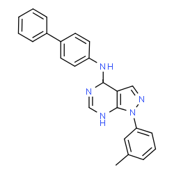 ChemSpider 2D Image | N-(4-Biphenylyl)-4-methyl-1-(3-methylphenyl)-4,5-dihydro-1H-pyrazolo[3,4-d]pyrimidin-4-amine | C25H23N5