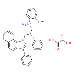 ChemSpider 2D Image | 1-(2,3-Diphenyl-1H-benzo[g]indol-1-yl)-3-[(2-methoxyphenyl)ammonio]-2-propanolate ethanedioate (1:1) | C36H32N2O6