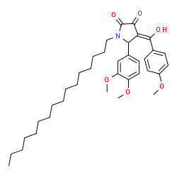 ChemSpider 2D Image | (4Z)-5-(3,4-Dimethoxyphenyl)-1-hexadecyl-4-[hydroxy(4-methoxyphenyl)methylene]-2,3-pyrrolidinedione | C36H51NO6