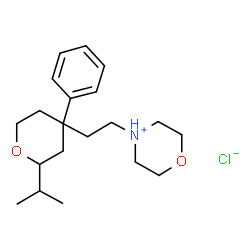 ChemSpider 2D Image | 4-[2-(2-Isopropyl-4-phenyltetrahydro-2H-pyran-4-yl)ethyl]morpholin-4-ium chloride | C20H32ClNO2