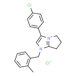 ChemSpider 2D Image | 3-(4-Chlorophenyl)-1-(2-methylbenzyl)-1,5,6,7-tetrahydropyrrolo[1,2-a]imidazol-4-ium chloride | C20H20Cl2N2