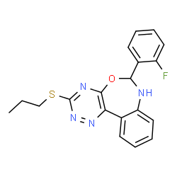 ChemSpider 2D Image | 6-(2-Fluorophenyl)-3-(propylsulfanyl)-6,7-dihydro[1,2,4]triazino[5,6-d][3,1]benzoxazepine | C19H17FN4OS