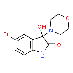 ChemSpider 2D Image | 5-Bromo-3-hydroxy-3-(4-morpholinyl)-1,3-dihydro-2H-indol-2-one | C12H13BrN2O3