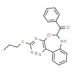 ChemSpider 2D Image | Phenyl[3-(propylsulfanyl)-6,7-dihydro[1,2,4]triazino[5,6-d][3,1]benzoxazepin-6-yl]methanone | C20H18N4O2S