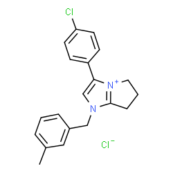 ChemSpider 2D Image | 3-(4-Chlorophenyl)-1-(3-methylbenzyl)-1,5,6,7-tetrahydropyrrolo[1,2-a]imidazol-4-ium chloride | C20H20Cl2N2