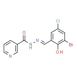 ChemSpider 2D Image | N'-[(E)-(3-Bromo-5-chloro-2-hydroxyphenyl)methylene]nicotinohydrazide | C13H9BrClN3O2