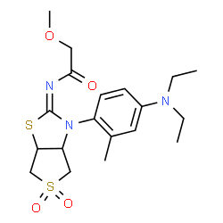 ChemSpider 2D Image | N-[(2E)-3-[4-(Diethylamino)-2-methylphenyl]-5,5-dioxidotetrahydrothieno[3,4-d][1,3]thiazol-2(3H)-ylidene]-2-methoxyacetamide | C19H27N3O4S2