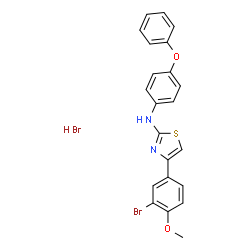 ChemSpider 2D Image | 4-(3-Bromo-4-methoxyphenyl)-N-(4-phenoxyphenyl)-1,3-thiazol-2-amine hydrobromide (1:1) | C22H18Br2N2O2S
