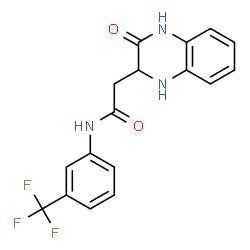 ChemSpider 2D Image | 2-(3-Oxo-1,2,3,4-tetrahydro-2-quinoxalinyl)-N-[3-(trifluoromethyl)phenyl]acetamide | C17H14F3N3O2