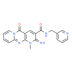 ChemSpider 2D Image | 2-Imino-1-methyl-5-oxo-N-(3-pyridinylmethyl)-1,5-dihydro-2H-dipyrido[1,2-a:2',3'-d]pyrimidine-3-carboxamide | C19H16N6O2