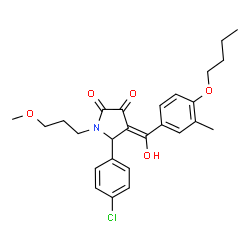ChemSpider 2D Image | (4E)-4-[(4-Butoxy-3-methylphenyl)(hydroxy)methylene]-5-(4-chlorophenyl)-1-(3-methoxypropyl)-2,3-pyrrolidinedione | C26H30ClNO5