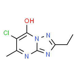 ChemSpider 2D Image | 6-Chloro-2-ethyl-5-methyl[1,2,4]triazolo[1,5-a]pyrimidin-7-ol | C8H9ClN4O