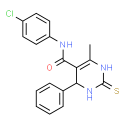 ChemSpider 2D Image | N-(4-Chlorophenyl)-6-methyl-4-phenyl-2-thioxo-1,2,3,4-tetrahydro-5-pyrimidinecarboxamide | C18H16ClN3OS