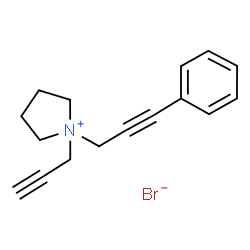 ChemSpider 2D Image | 1-(3-Phenyl-2-propyn-1-yl)-1-(2-propyn-1-yl)pyrrolidinium bromide | C16H18BrN