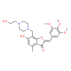 ChemSpider 2D Image | (2Z)-6-Hydroxy-7-{[4-(2-hydroxyethyl)-1-piperazinyl]methyl}-4-methyl-2-(3,4,5-trimethoxybenzylidene)-1-benzofuran-3(2H)-one | C26H32N2O7
