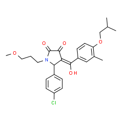 ChemSpider 2D Image | (4E)-5-(4-Chlorophenyl)-4-[hydroxy(4-isobutoxy-3-methylphenyl)methylene]-1-(3-methoxypropyl)-2,3-pyrrolidinedione | C26H30ClNO5
