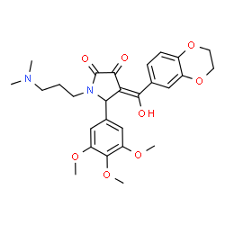 ChemSpider 2D Image | (4E)-4-[2,3-Dihydro-1,4-benzodioxin-6-yl(hydroxy)methylene]-1-[3-(dimethylamino)propyl]-5-(3,4,5-trimethoxyphenyl)-2,3-pyrrolidinedione | C27H32N2O8