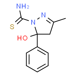 ChemSpider 2D Image | 5-Hydroxy-3-methyl-5-phenyl-4,5-dihydro-1H-pyrazole-1-carbothioamide | C11H13N3OS