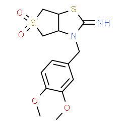 ChemSpider 2D Image | 3-(3,4-Dimethoxybenzyl)tetrahydrothieno[3,4-d][1,3]thiazol-2(3H)-imine 5,5-dioxide | C14H18N2O4S2