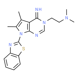 ChemSpider 2D Image | 2-[7-(1,3-Benzothiazol-2-yl)-4-imino-5,6-dimethyl-4,7-dihydro-3H-pyrrolo[2,3-d]pyrimidin-3-yl]-N,N-dimethylethanamine | C19H22N6S