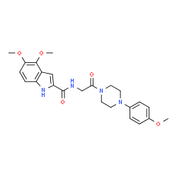 ChemSpider 2D Image | 4,5-Dimethoxy-N-{2-[4-(4-methoxyphenyl)-1-piperazinyl]-2-oxoethyl}-1H-indole-2-carboxamide | C24H28N4O5