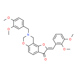 ChemSpider 2D Image | (2Z)-8-(3,4-Dimethoxybenzyl)-2-(2,3-dimethoxybenzylidene)-8,9-dihydro-7H-furo[2,3-f][1,3]benzoxazin-3(2H)-one | C28H27NO7