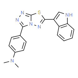 ChemSpider 2D Image | 4-[6-(1H-Indol-3-yl)[1,2,4]triazolo[3,4-b][1,3,4]thiadiazol-3-yl]-N,N-dimethylaniline | C19H16N6S