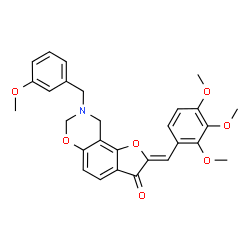 ChemSpider 2D Image | (2Z)-8-(3-Methoxybenzyl)-2-(2,3,4-trimethoxybenzylidene)-8,9-dihydro-7H-furo[2,3-f][1,3]benzoxazin-3(2H)-one | C28H27NO7
