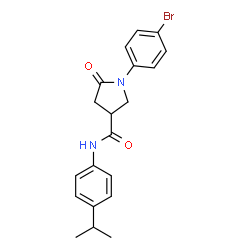 ChemSpider 2D Image | 1-(4-Bromophenyl)-N-(4-isopropylphenyl)-5-oxo-3-pyrrolidinecarboxamide | C20H21BrN2O2