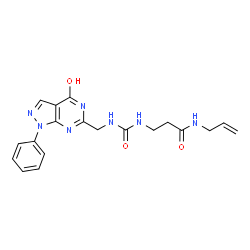 ChemSpider 2D Image | N-Allyl-N~3~-{[(4-hydroxy-1-phenyl-1H-pyrazolo[3,4-d]pyrimidin-6-yl)methyl]carbamoyl}-beta-alaninamide | C19H21N7O3
