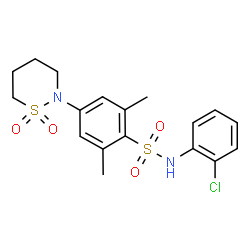 ChemSpider 2D Image | N-(2-Chlorophenyl)-4-(1,1-dioxido-1,2-thiazinan-2-yl)-2,6-dimethylbenzenesulfonamide | C18H21ClN2O4S2