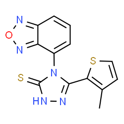 ChemSpider 2D Image | 4-(2,1,3-Benzoxadiazol-4-yl)-5-(3-methyl-2-thienyl)-2,4-dihydro-3H-1,2,4-triazole-3-thione | C13H9N5OS2