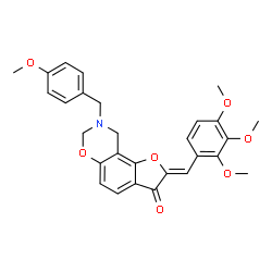 ChemSpider 2D Image | (2Z)-8-(4-Methoxybenzyl)-2-(2,3,4-trimethoxybenzylidene)-8,9-dihydro-7H-furo[2,3-f][1,3]benzoxazin-3(2H)-one | C28H27NO7