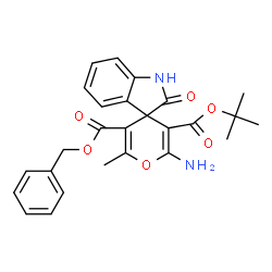 ChemSpider 2D Image | 5'-benzyl 3'-tert-butyl 2'-amino-6'-methyl-2-oxo-1,2-dihydrospiro[indole-3,4'-pyran]-3',5'-dicarboxylate | C26H26N2O6