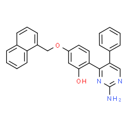 ChemSpider 2D Image | 2-(2-Amino-5-phenyl-4-pyrimidinyl)-5-(1-naphthylmethoxy)phenol | C27H21N3O2