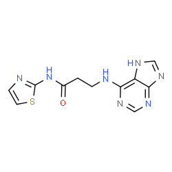 ChemSpider 2D Image | N~3~-7H-Purin-6-yl-N-1,3-thiazol-2-yl-beta-alaninamide | C11H11N7OS