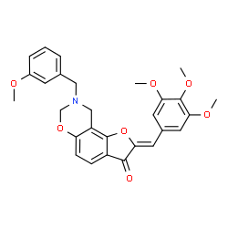 ChemSpider 2D Image | (2Z)-8-(3-Methoxybenzyl)-2-(3,4,5-trimethoxybenzylidene)-8,9-dihydro-7H-furo[2,3-f][1,3]benzoxazin-3(2H)-one | C28H27NO7