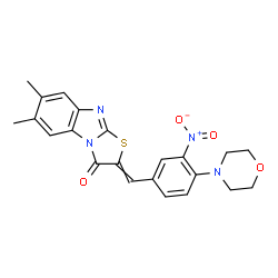 ChemSpider 2D Image | 6,7-Dimethyl-2-[4-(4-morpholinyl)-3-nitrobenzylidene][1,3]thiazolo[3,2-a]benzimidazol-3(2H)-one | C22H20N4O4S