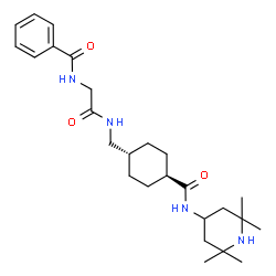 ChemSpider 2D Image | N-{2-Oxo-2-[({trans-4-[(2,2,6,6-tetramethyl-4-piperidinyl)carbamoyl]cyclohexyl}methyl)amino]ethyl}benzamide | C26H40N4O3